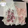 Pijama de regata e shorts de verão para mulheres, sem mangas, fino, estilo coreano, tamanho grande, conjunto de roupa de casa soltinha com bojo