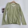 Camiseta de manga larga con cuello en V falso de dos piezas con contraste de color estilo occidental de Soft Nuo para mujer, camisa de punto fina y holgada para adelgazar de primavera y otoño