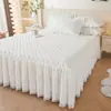 Falda de Cama Acolchada Estilo Princesa Pieza Única Cuatro Estaciones Borde de Encaje Cubierta de Falda de Cama Juego de Sábana y Cubrecama
