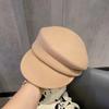 Sombrero octogonal de estilo japonés, sombrero de lana de ala corta, sombrero ecuestre, gorra con visera, sombrero de fieltro para otoño e invierno para mujer, sombrero de vendedor de periódicos de color liso, sombrero de caballero
