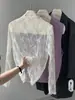 Jiang Zuo Capas Retro Suave Cómodo Elástico Ligeramente Transparente Encaje Cuello Alto Capa Base Otoño Invierno 6611
