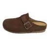 Mules retrô populares de bico fechado para mulheres, nova moda outono 2026, sem cadarço com fivela, sapatos versáteis estilo Birkenstock