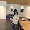 Suéter de punto para mujer sin hombros, top holgado de manga larga, estilo coreano casual, suéter versátil de color liso para ir al trabajo