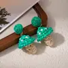 Pendientes de Hongo de Rafia Hechos a Mano de Venta Caliente Transfronteriza, Pendientes de Moda y de Alta Gama, Pendientes de Estilo Bohemio