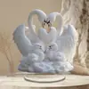 Estatua de Cisne Blanco Corazón de Venta Caliente Transfronteriza para el Día de San Valentín Adornos Planos Acrílicos 2D Impresión a Color Decoración de Escritorio