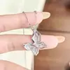 Nuevo Colgante de Mariposa Cepillada Microincrustada de Xiaohongshu, Moderno, Lujo Ligero, Versátil, de Nicho, Exquisito, Collar de Gama Alta