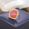 Joyería Transfronteriza Europea y Americana, Anillo Abierto Cuadrado de Piedra Preciosa Degradada Estilo Vintage, Anillo de Ojo de Gato con Diseño Ins
