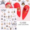 Nuevas pegatinas navideñas para uñas transfronterizas con diseño de copos de nieve, alces, muñecos de nieve, campanas y árboles dorados. Adhesivos láser para uñas.