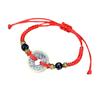 Pulsera de cuerda roja de la suerte para hombres y mujeres, tejida a mano con nudo de diamante, pulsera de cuerda roja de cobre real con cinco monedas del emperador.