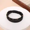 Pulsera trenzada multicapa para hombre estilo Ins europeo y americano, piedra natural, aleación, pulsera para hombre, cuero, con cuentas, pulsera personalizada