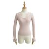 Suéter de punto de manga larga con costuras de encaje interior de Spice Girl para mujer, blusa básica ajustada con lazo Pure Desire de otoño