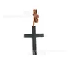 Cruz de Madera Negra con Acabado de Laca, Colgante de Madera Decorativo para Joyería, Accesorio Colgante para Cadena de Suéter, Madera
