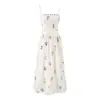 Vestido Falda con Tirantes Bordado Floral en la Cintura Francesa para Mujer Verano Nuevo Delgado Ajustado Diseño Flor de Capullo Falda Larga