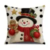 Funda de almohada navideña transfronteriza 2026, decoración festiva, funda de cojín para sofá, funda de almohada con estampado de muñeco de nieve y Santa Claus