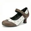 Zapatos casuales de mujer de talla grande con hebilla y tacón grueso, de moda transfronteriza 34-50, nuevos, con bloqueo de color, suela de goma, tacones altos