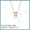 Collar de Primavera de Marca B de Gama Alta con Cintura Pequeña, Chapado en Oro Rosa de 18K, Hombrecito Rojo Cerámica Blanca y Negra Pareja Cadena para Clavícula con Diamantes