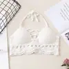 Nuevo Estilo de Verano Sexy Espalda Descubierta Vacaciones en la Playa Cuello Tejido Top Camisola Corta para Mujer