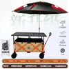 Carro de camping premium para picnics al aire libre con tablero de mesa, plegable y compacto, adecuado para uso en coche y montaje de puestos a gran escala