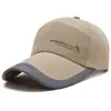Chapéu Masculino Primavera e Outono Estilo Coreano Casual Boné de Baseball Boné de Lona Chapéu de Aba Larga Bordado para Exterior Protetor Solar Chapéu de Sol