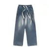 Jeans Casuales para Hombre Marca de Moda Pantalones Vintage Moda Versátil Primavera Otoño Que Alargan la Figura Rectos Sueltos de Pierna Ancha Pantalones