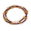 Pulsera de Hilo con Perlas de Granate y Cuentas Apilables de Doble Capa para Mujer Vintage de Alta Gama Ligera de Lujo Exquisita Cadena de Mano Joyería de Mano con Temperamento