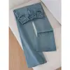 Calça jeans flare de cor clara para mulheres, 2026 nova primavera e outono fina cintura alta stretch emagrecedora reta solta pantalona