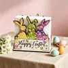 Porta Servilletas de Madera con Conejo Lindo de Pascua Transfronterizo, Soporte de Almacenamiento, Artículo Práctico de Almacenamiento y Decoración con Temática Festiva, Dos en Uno