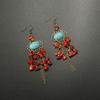 Aretes Turquesa Bohemios Europeos y Americanos Retro Búho Geométricos Atrapasueños Pluma Borla Aretes Mujeres