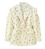 Estilo Europeu e Americano Amazon Aliexpress Popular Tendência de Moda Versátil Multi-Cor com Cinto na Cintura Blazer Ombro Largo