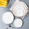 Conjunto de Pratos Ocidentais Jingdezhen Prato para Jantar Prato para Massa Porcelana Óssea Prato Plano Prato de Sobremesa Prato Redondo Branco Puro Borda Dourada Prato para Bife