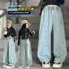 Jeans retro para niños, nuevo estilo primavera 2026, elegantes y geniales, pantalones curvos de moda estilo callejero para niños mayores, pantalones de primavera y otoño para niños