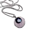 Cadena de suéter redonda con cristal azul de moda estilo coreano para mujer, larga, nueva, otoño e invierno, versátil, collar, colgante de joyería de cristal de alta gama