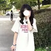 Camiseta de Moda de Primavera con Cuello Redondo y Manga de Tres Cuartos para Mujer Verano Nuevo Holgada Casual Recta de Media Manga Estilo Regular Calle