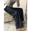 Calça Jeans Wide Leg Azul Escuro para Mulheres, Tendência Outono/Inverno 2026 Novo Estilo, Calça Reta Solta de Cintura Alta para Figuras Baixas