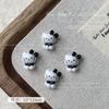 Acessórios Fofos de Arte para Unhas Gato Kt de Couro Preto Cabeça de Gato de Desenho Animado Famoso na Internet Laço Decorações de Arte para Unhas de Resina Tridimensional com Strass