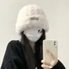 Gorro de Lana Peludo para Mujer Estilo Coreano Versátil Engrosado Protección contra el Frío Gorro Cálido para Orejas Circunferencia de Cabeza Grande Gorro de Punto
