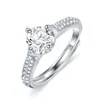 Anel Feminino de Prata 925 com Cluster de Quatro Garras, Exclusivo para Live Streaming de Celebridade da Internet, Anel de Casamento Romântico Elegante com Strass para Dropshipping