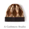 Moda tejida otoño e invierno nuevo jacquard de cachemira color cálido bloque de color gorro, gorro grueso tejido de punto con vuelta en la parte superior redonda