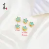 Cuentas Sueltas Chapadas en Cobre con Cloisonné de 18K, Cuentas Espaciadoras de Pétalos Esmaltadas Azul Quemado, Accesorios para Joyería de Goteo de Esmalte para Pulseras DIY
