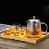 Vidrio de borosilicato rayas verticales filtro de acero inoxidable tetera cafetera eléctrica estufa de cerámica hervidor de agua filtro separación de té