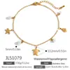 Tobillera de Acero Inoxidable Transfronteriza con Perlas, Estilo Oceánico, Vacaciones en la Playa, Impermeable, No se Desvanece, Joyería para el Pie Chapada en Oro Real