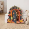 Estilo cuento de hadas de Halloween calabaza rosa agujero de ratón tablero de madera de doble capa 5 mm adorno colgante para decoración de pared del hogar