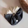 Pinza para el Cabello Triangular de Encaje Gris con Botón para Mujer, Exquisita Pinza de Tiburón, Lazo Grande, Goma para el Cabello, Accesorio para el Cabello