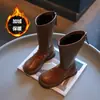 Nuevas botas de montar largas estilo princesa, forradas de forro polar, cálidas, de estilo británico, para otoño/invierno 2026, para niñas