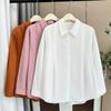 Tamanho grande irmã gorda outono novo 200kg irmã gorda design simples plissado camisa de manga comprida 5136