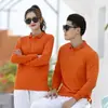 Aula DIY roupas com logo estampado camiseta de manga comprida voluntários guias de compras de supermercado promotores macacões homens e mulheres