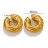 Pendientes Retro Rosca de Gama Alta Europeos y Americanos Selección de Influencers Titanio Acero Dorado Galvanizado al Vacío Clips para Oreja Retorcidos Sin Perforación para Mujeres