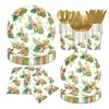Vajilla de Fiesta Temática de Plantas Tropicales de Nuevo Verano Transfronteriza Cena Familiar Vasos de Papel Servilletas de Papel Set de Platos de Papel Desechables