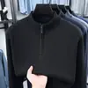 Suéter grueso de forro polar con media cremallera, estilo nuevo para otoño e invierno para hombre, tejido de felpa de una sola pieza cálido, capa base casual