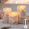 Vela Digital LED Luz de Chama Artificial Luz de Atmosfera Romântica Luz de Vela Decorativa com Padrão de Hortênsia Criativo Atacado
